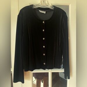 Ronni Nicole II Elegant Velvet Velour Black Velvet Button-Up Cardigan